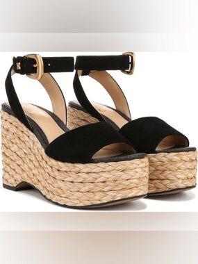 Sam Edelman Black Espadrille PLATFORM WEDGES - 11 nwot new boho hippie sandals